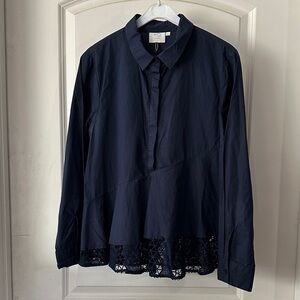 HD in Paris Navy Blue Women's Top with Lace Detail